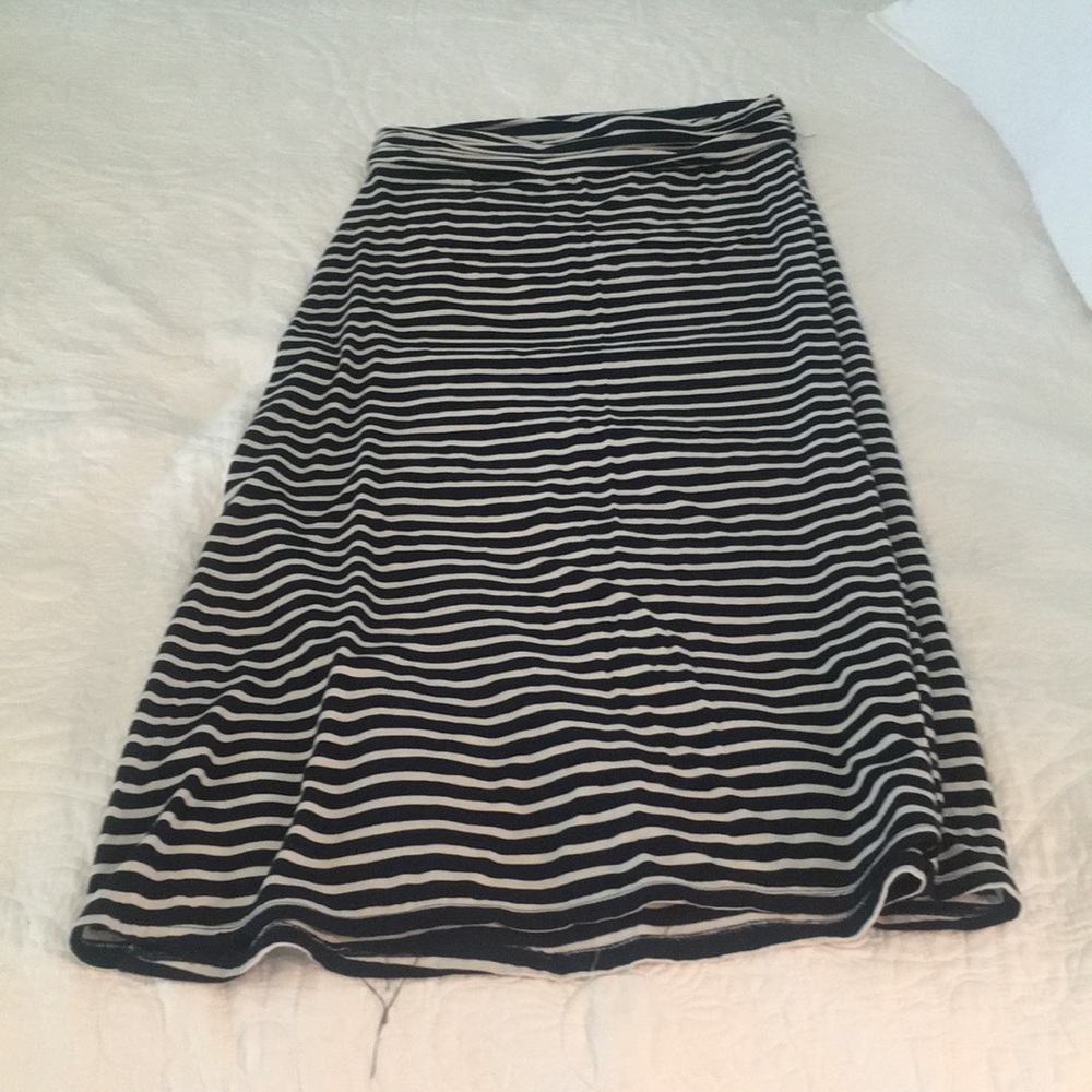 Long Striped Navy J. Crew Skirt